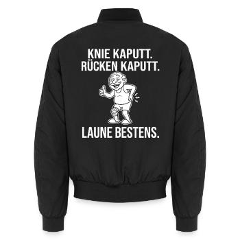 Knie kaputt, Rücken kaputt, Laune bestens - Opa - Unisex Bomberjacke - Schwarz - Hinten - AI Model Male 185 light (185cm)