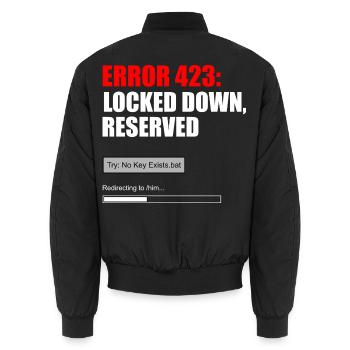 FEHLER 423 — GESPERRT, FÜR IHN RESERVIERT - Unisex Bomberjacke - Schwarz - Hinten - AI Model Male 185 light (185cm)