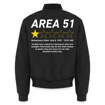Area 51 Review One Star Alien Design - Unisex Bomberjacke - Schwarz - Hinten - AI Model Male 185 light (185cm)