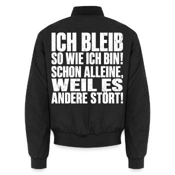 Lustig Ich bleibe so wie ich bin - Unisex Bomberjacke - Schwarz - Hinten - AI Model Male 185 light (185cm)