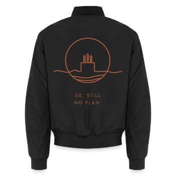 50. Geburtstagsgeschenk – 50. Immer noch kein Plan. - Unisex Bomberjacke - Schwarz - Hinten - AI Model Male 185 light (185cm)