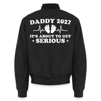 Daddy 2027 Funny Pregnancy Announcement - Unisex Bomberjacke - Schwarz - Hinten - AI Model Male 185 light (185cm)