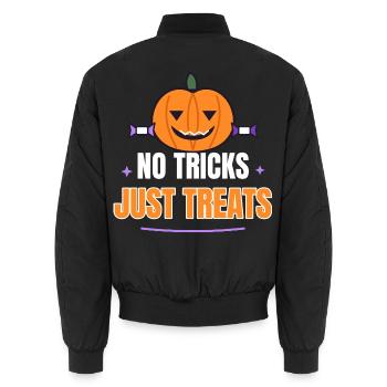 No Tricks Just Treats Cute Pumpkin Funny Halloween - Unisex Bomberjacke - Schwarz - Hinten - AI Model Male 185 light (185cm)