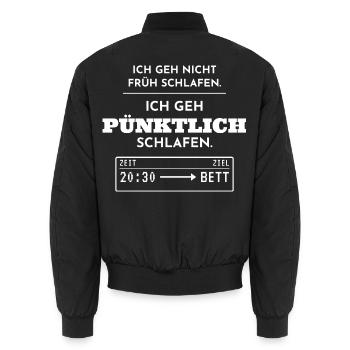 Ich geh pünktlich schlafen - Lustig Älter werden - Unisex Bomberjacke - Schwarz - Hinten - AI Model Male 185 light (185cm)