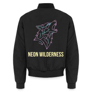 Wolf Neon Wilderness - Unisex Bomberjacke - Schwarz - Hinten - AI Model Male 185 light (185cm)