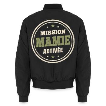 Oma-Mission aktiviert | Zukünftige Großmutter - Unisex Bomberjacke - Schwarz - Hinten - AI Model Male 185 light (185cm)