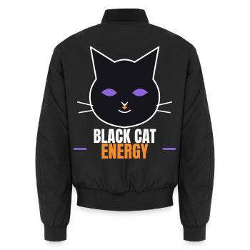 Black Cat Energy Funny Halloween Cat - Unisex Bomberjacke - Schwarz - Hinten - AI Model Male 185 light (185cm)