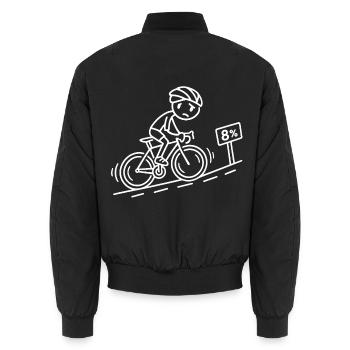 Radfahrer Höhenmeter – Line Art - Unisex Bomberjacke - Schwarz - Hinten - AI Model Male 185 light (185cm)