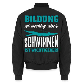 Schwimmsport Schwimmer Spruch Geschenk - Unisex Bomberjacke - Schwarz - Hinten - AI Model Male 185 light (185cm)