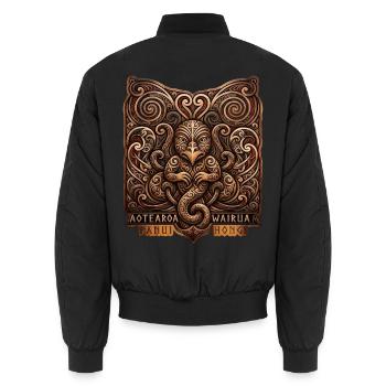 Maori Manaia spiritueller Beschützer Neuseeland - Unisex Bomberjacke - Schwarz - Hinten - AI Model Male 185 light (185cm)