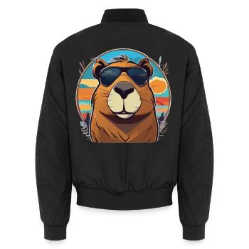 Kapybara mit Brille - Unisex Bomberjacke - Schwarz - Hinten - AI Model Male 185 light (185cm)