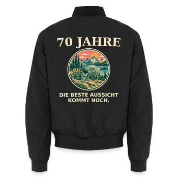 70 Jahre Aussicht kommt noch - Unisex Bomberjacke - Schwarz - Hinten - AI Model Male 185 light (185cm)