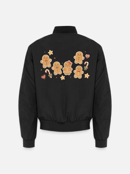 Aquarell der Lebkuchenmann-Sammlung - Unisex Bomberjacke - Schwarz