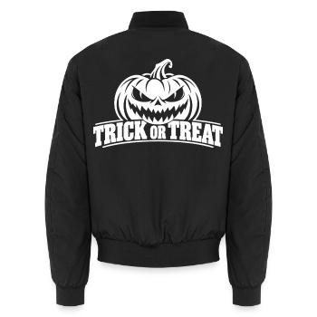 Gruseliger Kürbis Trick or Treat - Unisex Bomberjacke - Schwarz - Hinten - AI Model Male 185 light (185cm)