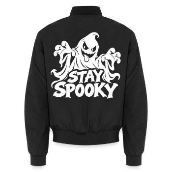 Stay Spooky Geisterdesign - Unisex Bomberjacke - Schwarz - Hinten - AI Model Male 185 light (185cm)
