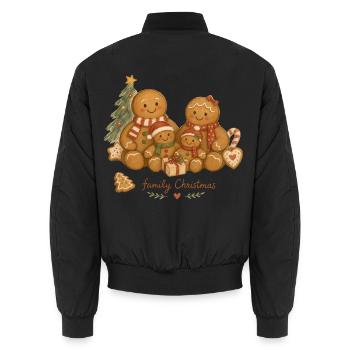 Aquarell Lebkuchen-Familienweihnachten - Unisex Bomberjacke - Schwarz - Hinten - AI Model Male 185 light (185cm)