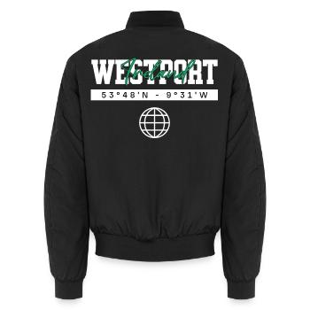 Westport Irland Koordinaten Reise Souvenir - Unisex Bomberjacke - Schwarz - Hinten - AI Model Male 185 light (185cm)