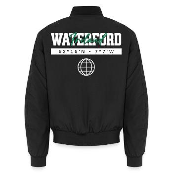 Waterford Irland Koordinaten Reise Souvenir - Unisex Bomberjacke - Schwarz - Hinten - AI Model Male 185 light (185cm)