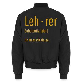 Lehrer Substantiv Definition Schule Geschenk - Unisex Bomberjacke - Schwarz - Hinten - AI Model Male 185 light (185cm)