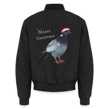 Merry Christmas Taube - Mit Weihnachtsmütze - Unisex Bomberjacke - Schwarz - Hinten - AI Model Male 185 light (185cm)