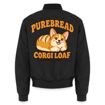 PureBread Corgi Laib Illustration - Unisex Bomberjacke - Schwarz - Hinten - AI Model Male 185 light (185cm)