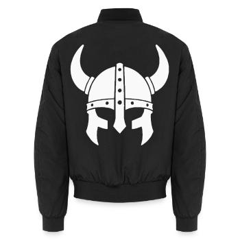 Wikingerhelm Silhouette - Unisex Bomberjacke - Schwarz - Hinten - AI Model Male 185 light (185cm)