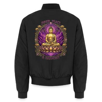 Buddha innerer Frieden und Harmonie - Unisex Bomberjacke - Schwarz - Hinten - AI Model Male 185 light (185cm)