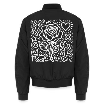 Rose - Unisex Bomberjacke - Schwarz - Hinten - AI Model Male 185 light (185cm)