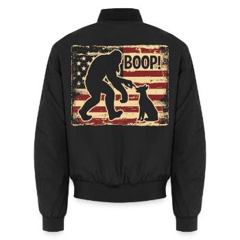 American Flag Bigfoot Yeti Boop The Snoot Dog Humo - Unisex Bomberjacke - Schwarz - Hinten - AI Model Male 185 light (185cm)