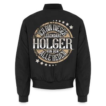 Holger - Unisex Bomberjacke - Schwarz - Hinten - AI Model Male 185 light (185cm)
