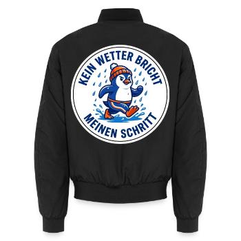 Allwetter-Laufshirt Regen Pinguin - Unisex Bomberjacke - Schwarz - Hinten - AI Model Male 185 light (185cm)