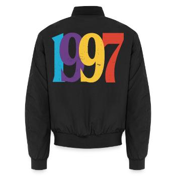 Geboren 1997 Geburtstagsgeschenk Geburtstag 97 - Unisex Bomberjacke - Schwarz - Hinten - AI Model Male 185 light (185cm)