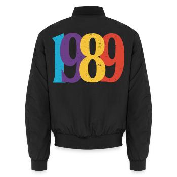 Geboren 1989 Geburtstagsgeschenk Geburtstag 89 - Unisex Bomberjacke - Schwarz - Hinten - AI Model Male 185 light (185cm)