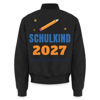 Schulkind 2027 – Einschulung Abenteuer kann kommen - Unisex Bomberjacke - Schwarz - Hinten - AI Model Male 185 light (185cm)