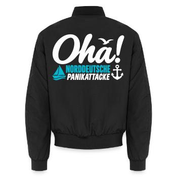 Oha! Norddeutsche Panikattacke – Küstenhumor - Unisex Bomberjacke - Schwarz - Hinten - AI Model Male 185 light (185cm)