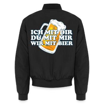 Bier Spruch: Ich Mit Dir, Du Mit Mir - Unisex Bomberjacke - Schwarz - Hinten - AI Model Male 185 light (185cm)