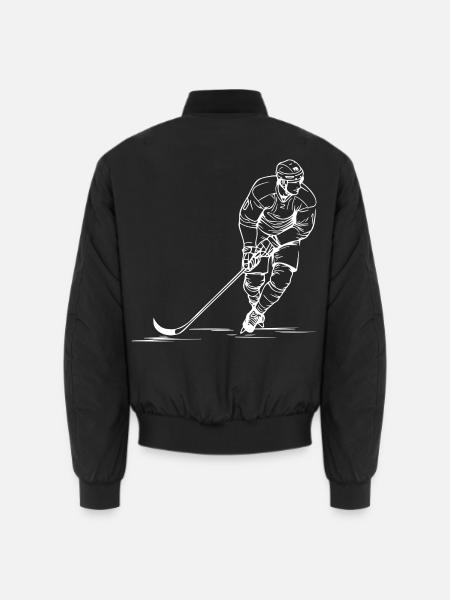 Eishockeyspieler Skizze - Unisex Bomberjacke - Schwarz