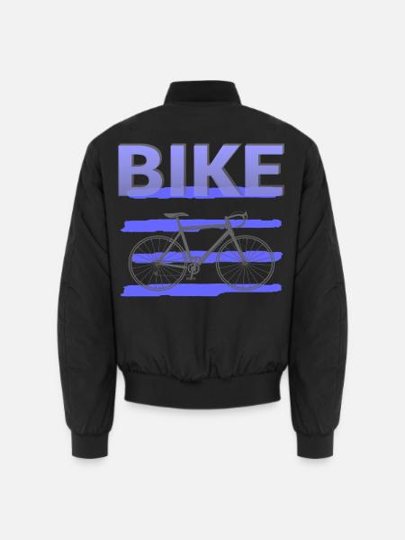 Fette Fahrradgrafik mit lila Streifen - Unisex Bomberjacke - Schwarz
