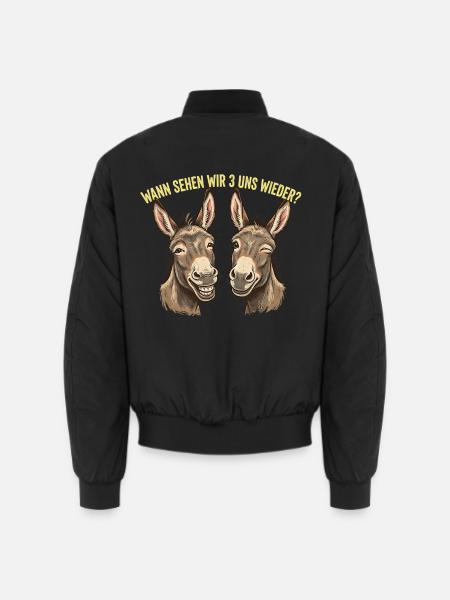 Esel lustiger Spruch wann sehen wir 3 uns wieder - Unisex Bomberjacke - Schwarz