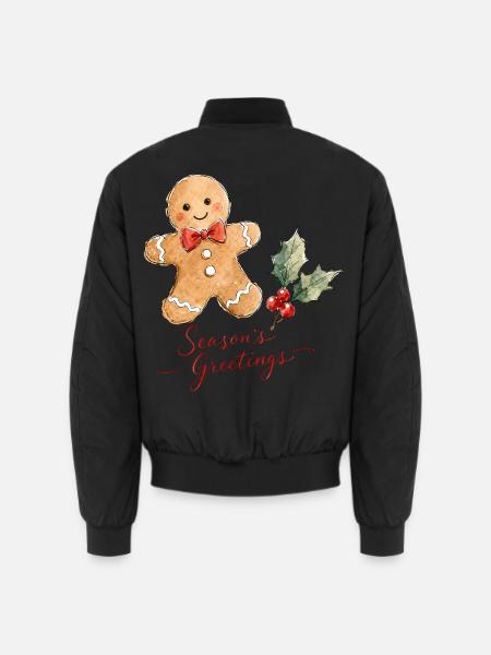 Lebkuchenmann mit Schleife - Unisex Bomberjacke - Schwarz