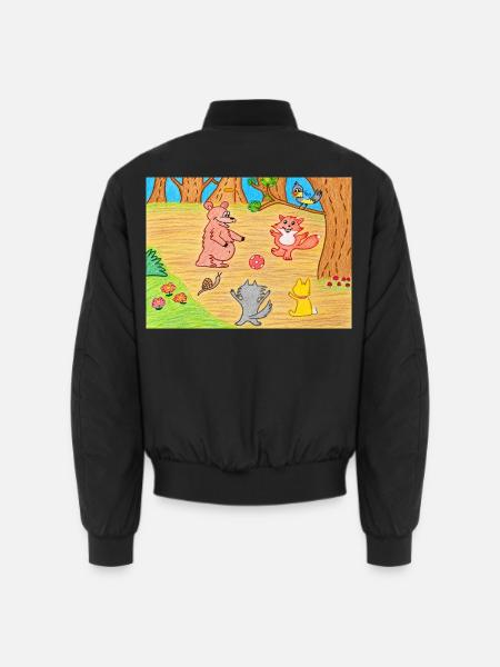 Verspieltes Waldfreunde-Ballspiel - Unisex Bomberjacke - Schwarz