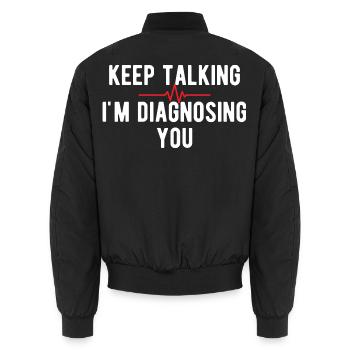 Psychologe Humor Psychologie Therapeut Sarkasmus-Geschenk - Unisex Bomberjacke - Schwarz - Hinten - AI Model Male 185 light (185cm)
