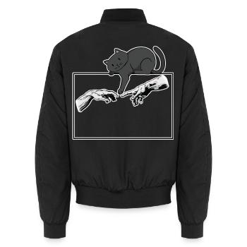  Katze Katzen-Mama Cartoon-Katzen Katzen-Kunst - Unisex Bomberjacke - Schwarz - Hinten - AI Model Male 185 light (185cm)