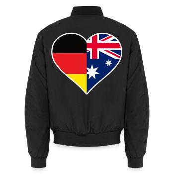 Deutschland Australien Herz | Geschenk Paar - Unisex Bomberjacke - Schwarz - Hinten - AI Model Male 185 light (185cm)