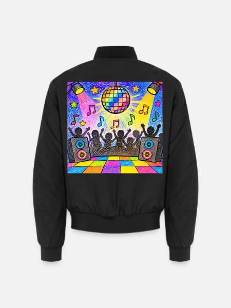 Bunte Disco-Party – Retro-Tanzfläche - Unisex Bomberjacke - Schwarz