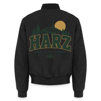 Harz Brocken Wandern Urlaub Geschenk Harzer Retro - Unisex Bomberjacke - Schwarz - Hinten - AI Model Male 185 light (185cm)