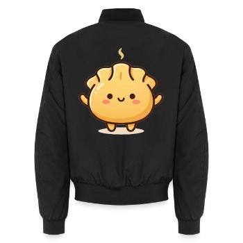 Süßer Dumpling – Niedliche Kawaii Teigtasche - Unisex Bomberjacke - Schwarz - Hinten - AI Model Male 185 light (185cm)