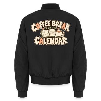 Kaffeepause mit Terminkalender und Tasse - Unisex Bomberjacke - Schwarz - Hinten - AI Model Male 185 light (185cm)