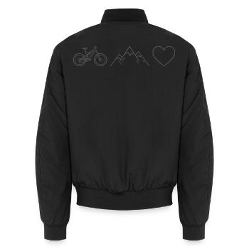 Mountainbike Berge Herz Radfahrer Minimalist - Unisex Bomberjacke - Schwarz - Hinten - AI Model Male 185 light (185cm)