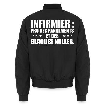 Infirmier pro des pansements et des blagues nulles - Bomber unisexe - noir - Dos - AI Model Male 185 light (185cm)
